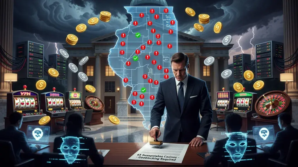 O Conselho de Jogos de Illinois Ordenou que 65 Cassinos de Sorteios Bloqueassem Você - 97% Deles Ignoraram